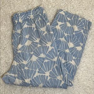 H&M Linen Flowy Casual Pants Blue White Size Large